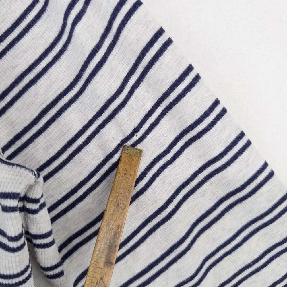 Chaps Ralph Lauren Men's XL Gray Blue Stripe Henley Shirt Long Sleeve *Pinhole
